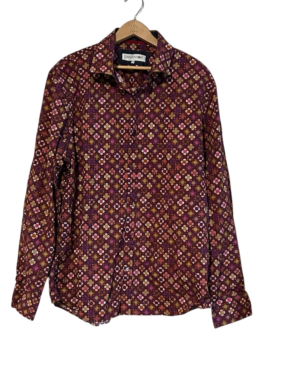 John Lennon Floral Print Button Down Long Sleeve Men’s Size XL Shirt
